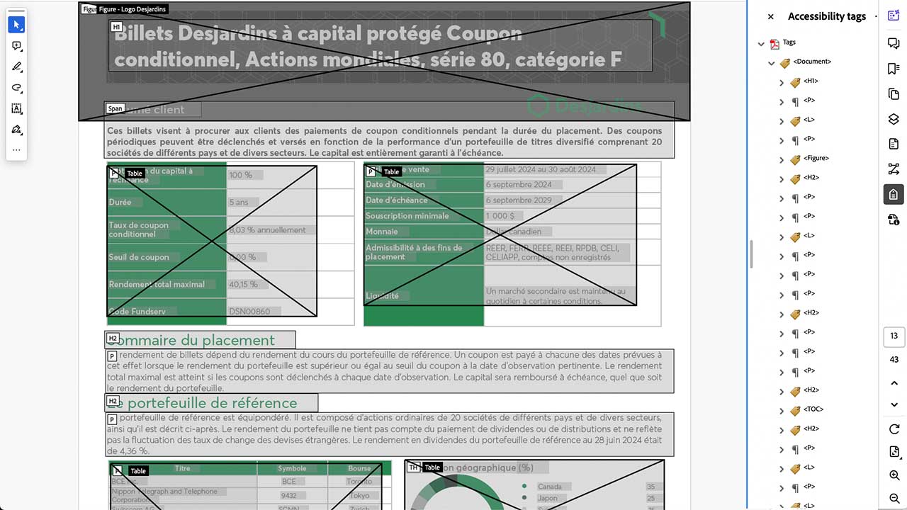 Accessibilité PDFs Desjardins